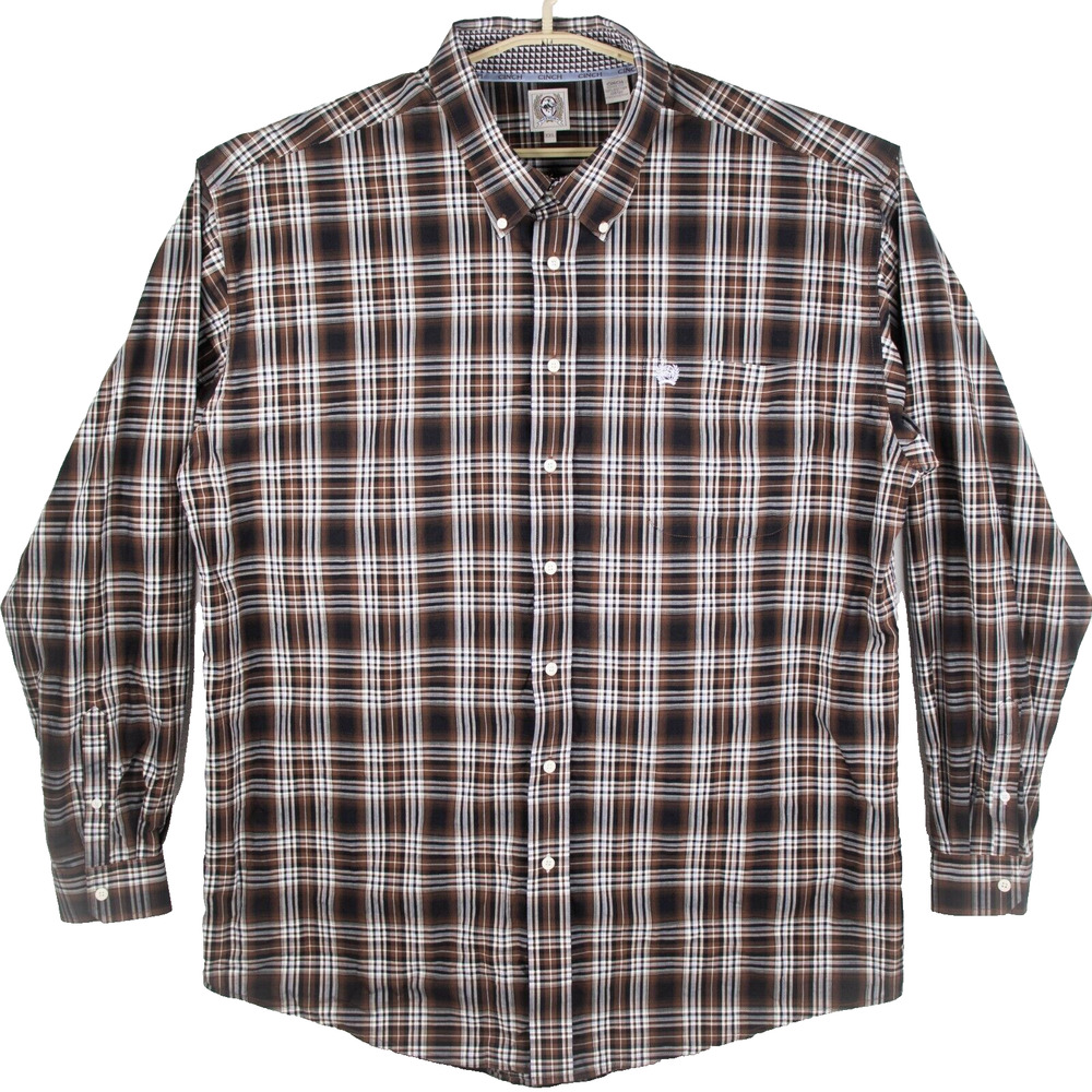 Cinch Plaid Western Shirt Mens Size 2XL Plaidβ Flip Cuff Long Sleeve Button Down